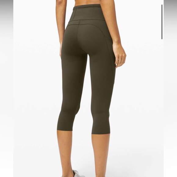 Lululemon Fast and Free Crop II 19" *Non-Reflective in Dark Olive Women’s Size 4 - Picture 2 of 11